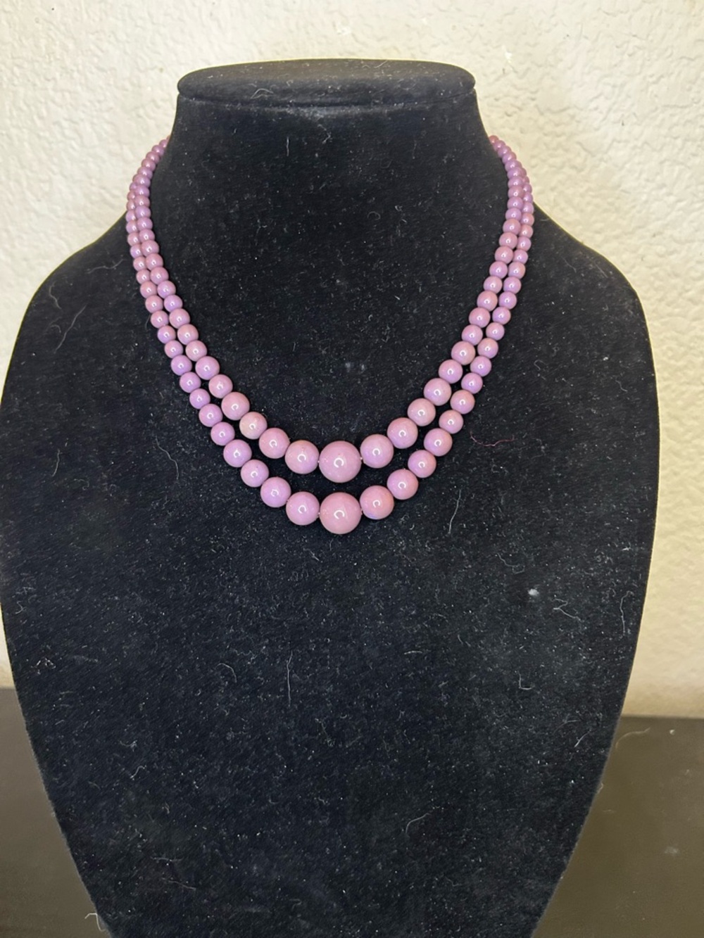 Three-Strand Dusty Purple Beaded Necklace - Elegant Women's Jewelry